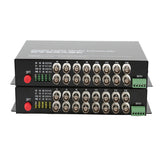 16 port Analog video fiber converters A set. PAL NTSC SECAM video over fiber extenders, FC Singlemode up 20Km for Video monitoring, Security Systems and more